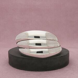 sterling silver vintage unique chunky crossover cuff bracelet size 6.5in